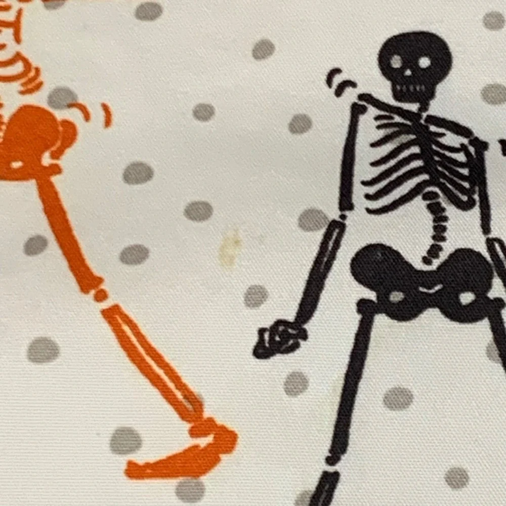 Domain Halloween Dancing Skeleton Placemats Set of 4 White Orange Black Dot